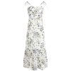 Elegant Floral Spaghetti Strap Long White Dress - French Style Summer Vacation 2025 Women's Fashion