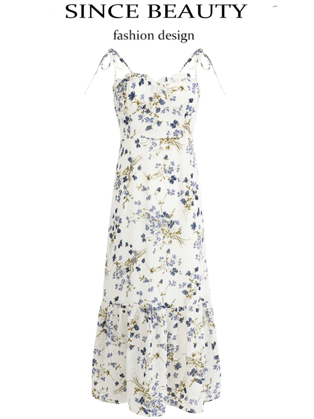 Elegant Floral Spaghetti Strap Long White Dress - French Style Summer Vacation 2025 Women's Fashion Elegant Floral Spaghetti Strap Long White Dress - French Style Summer Vacation 2025 Women's Fashion