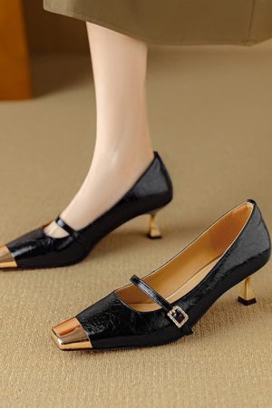 Elegant French One-Strap Pointed Toe Stiletto Heels for Women - Italian-Inspired Fashion Flats with Timeless Style
