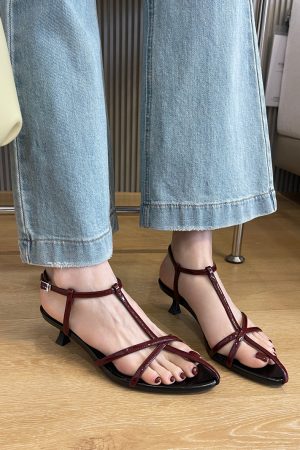 Elegant French Pointed Toe Stiletto Sandals for Women - 2025 New Style Cross Strap Summer Commuting Shoes