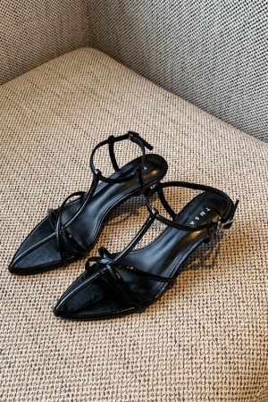 Elegant French Pointed Toe Stiletto Sandals for Women - 2025 New Style Cross Strap Summer Commuting Shoes