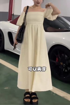 Elegant French-Style One-Shoulder Plus Size Dress for Summer - Flattering for Curvy Figures, Hides Belly, Cinches Waist