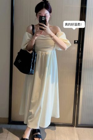 Elegant French-Style One-Shoulder Plus Size Dress for Summer - Flattering for Curvy Figures, Hides Belly, Cinches Waist