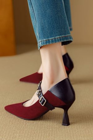 Elegant French Style Thin-Heeled High Heels Women's Mary Jane Shoes - Chic Italian Design for Fashionable Looks