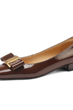 Elegant French Vintage 2cm Genuine Leather Flat Shoes with Bow - Timeless Chic Style for Effortless Elegance