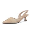 Elegant Genuine Leather Slim Pointed Low-Heeled Flat Sandals - Italian Style Footwear for Chic Summer Looks