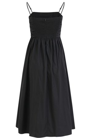 Elegant Goddess Long Black Dress - French Style Vacation Sling Dress for Summer 2025 Women's Fashion