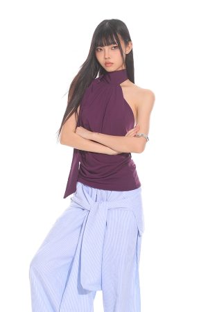 Elegant High-End Ribbon Neck Hanging Waist Vest Outerwear Top for Women - 2025 Early Autumn Style, Chic Fashion Essential