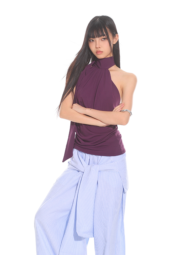 Elegant High-End Ribbon Neck Hanging Waist Vest Outerwear Top for Women - 2025 Early Autumn Style, Chic Fashion Essential Elegant High-End Ribbon Neck Hanging Waist Vest Outerwear Top for Women - 2025 Early Autumn Style, Chic Fashion Essential