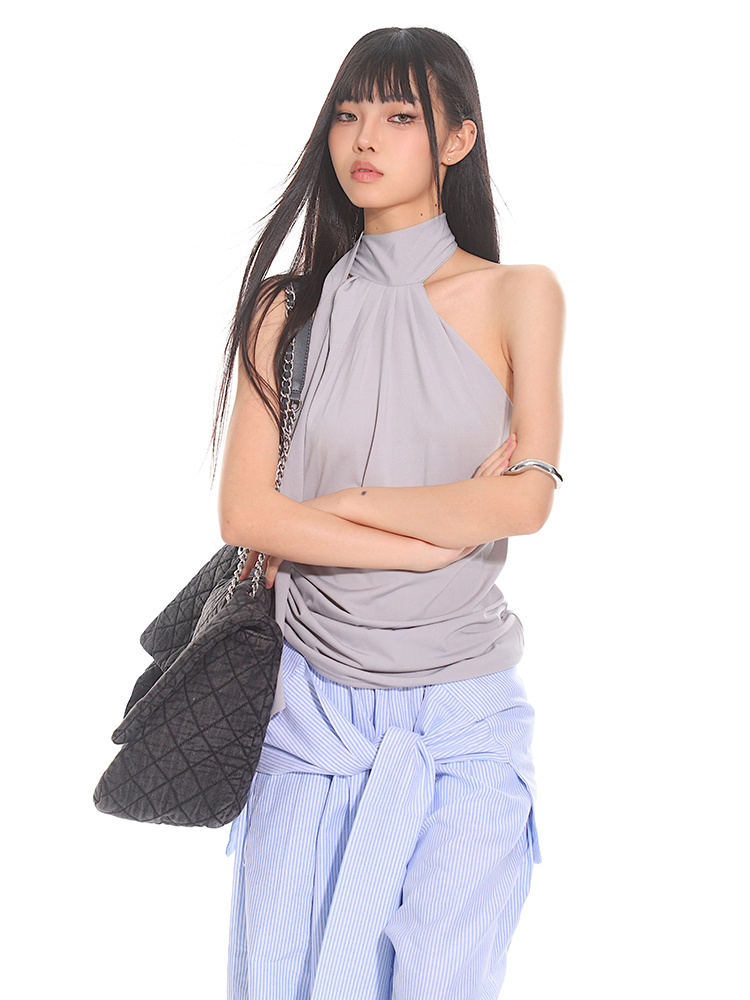 Elegant High-End Ribbon Neck Hanging Waist Vest Outerwear Top for Women - 2025 Early Autumn Style, Chic Fashion Essential Elegant High-End Ribbon Neck Hanging Waist Vest Outerwear Top for Women - 2025 Early Autumn Style, Chic Fashion Essential