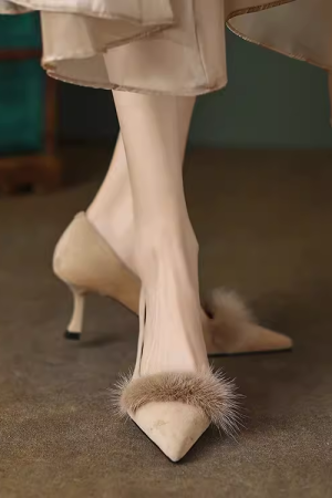 Elegant Italian Pointed Toe Stiletto Heels in Genuine Leather Suede - Women's Fashionable High Heels for Chic Style