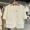 Elegant Light Beige Women's Suit Jacket - Unique Short Design for Summer 2025 - Chic Niche Fashion
