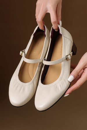 Elegant Mid-Heel Mary Jane Evening Shoes for Women - Comfortable Chunky Heel, Soft Sole, Italian Style Design