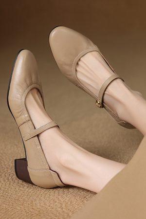 Elegant Mid-Heel Mary Jane Evening Shoes for Women - Comfortable Chunky Heel, Soft Sole, Italian Style Design