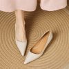Elegant Minimalist Genuine Leather Pointed Toe Kitten Heel Shoes for Women - Office Professional Commuter Style