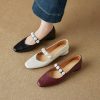 Elegant Pearl One-Strap Mary Jane Shoes for Women - Versatile Shallow Mouth Flats, Chic Italian Style