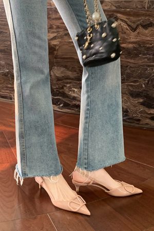 Elegant Pointed Toe High Heels for Women - Sheepskin Thin Heels, French Niche Design, V Family Backless Sandals for Summer