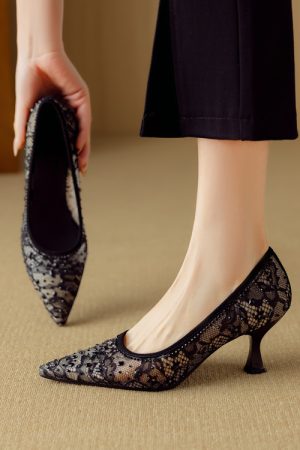 Elegant Pointed Toe High Heels for Women, Sexy Mesh Stiletto Shoes, Breathable Fashion Footwear, Chic Evening Style