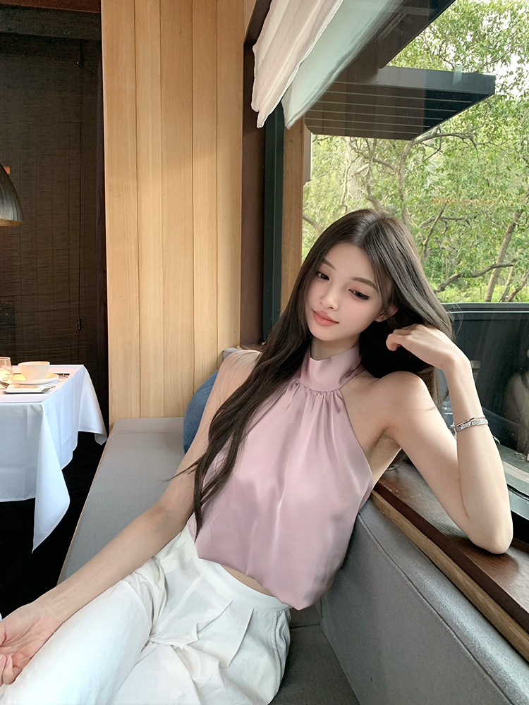 Elegant Purple Backless Halter Top Sleeveless Vest for Women - Summer Imitation Acetate Tank - Chic Y2K Style Elegant Purple Backless Halter Top Sleeveless Vest for Women - Summer Imitation Acetate Tank - Chic Y2K Style