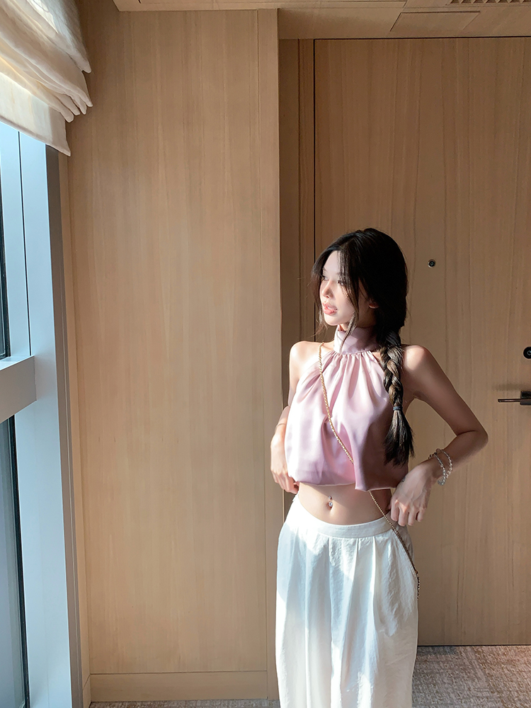 Elegant Purple Backless Halter Top Sleeveless Vest for Women - Summer Imitation Acetate Tank - Chic Y2K Style Elegant Purple Backless Halter Top Sleeveless Vest for Women - Summer Imitation Acetate Tank - Chic Y2K Style