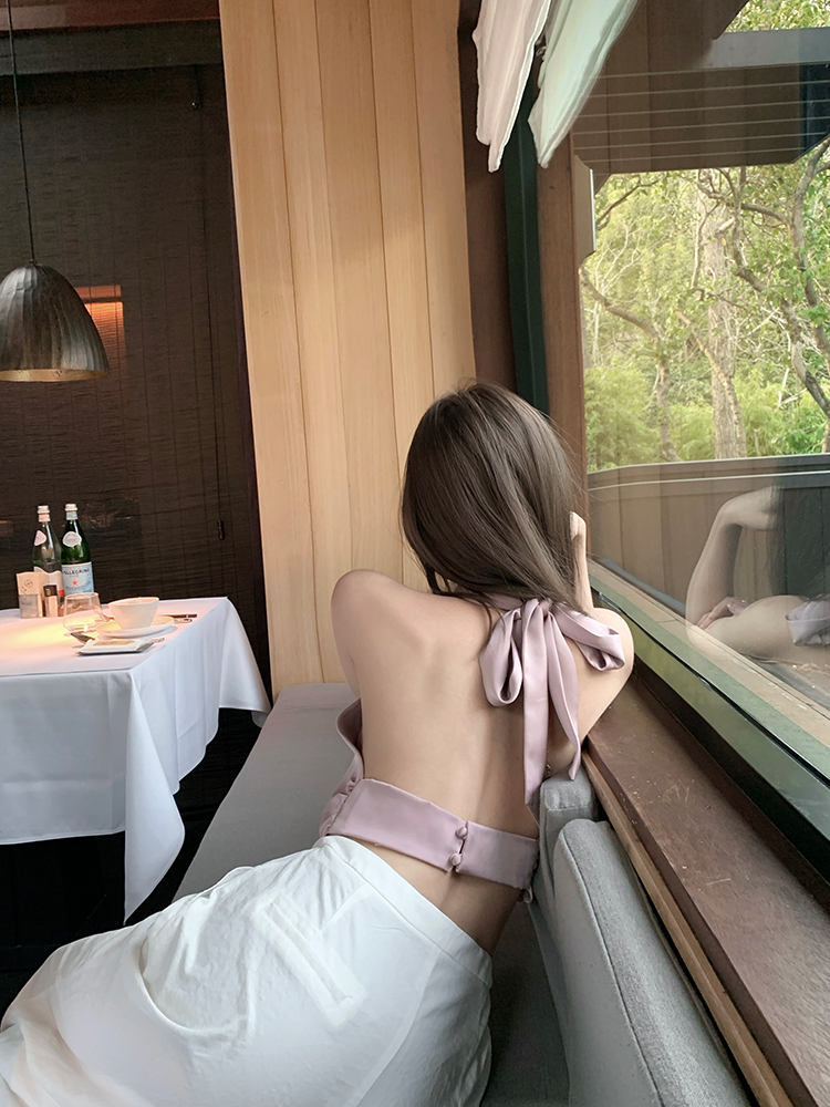 Elegant Purple Backless Halter Top Sleeveless Vest for Women - Summer Imitation Acetate Tank - Chic Y2K Style Elegant Purple Backless Halter Top Sleeveless Vest for Women - Summer Imitation Acetate Tank - Chic Y2K Style