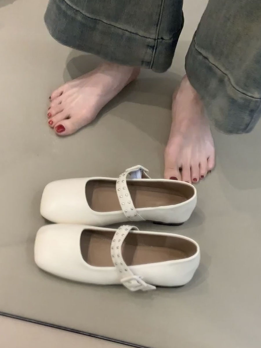 Elegant Retro Mary Jane Shoes for Women - Sheepskin French Square-Toe Flat Ballet Shoes with Shallow Strap, Y2K Style Elegant Retro Mary Jane Shoes for Women - Sheepskin French Square-Toe Flat Ballet Shoes with Shallow Strap, Y2K Style
