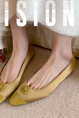 Elegant Satin Pointed Flat Shoes for Women - Fashionable Small Fragrant Camellia Design, Perfect for 90s and Y2K Styles