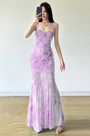 Elegant Sparkling Blue Fish Tail Long Dress for Women - Strapless & Spaghetti Strap, Waist-Cinching, Body-Shaping, Y2K Style