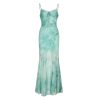 Elegant Sparkling Blue Fish Tail Long Dress for Women - Strapless & Spaghetti Strap, Waist-Cinching, Body-Shaping, Y2K Style