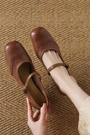 Elegant Square-Toed High-Heeled Mary Janes for Women - Chunky Heel, Shallow Mouth, Italian Style, High-Quality Fashion Footwear