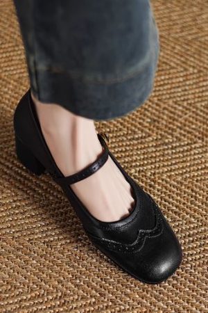 Elegant Square-Toed High-Heeled Mary Janes for Women - Chunky Heel, Shallow Mouth, Italian Style, High-Quality Fashion Footwear