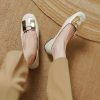 Elegant Vintage Metal Buckle Flat Square-Toe Women's Leather Shoes - Soft Sole, French Style Footwear for Effortless Chic