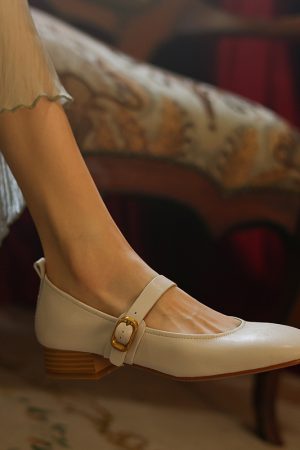 Elegant Women's Genuine Leather French Artistic Mid-Heel Round-Toe Mary Jane Flats - Stylish College Chic Footwear