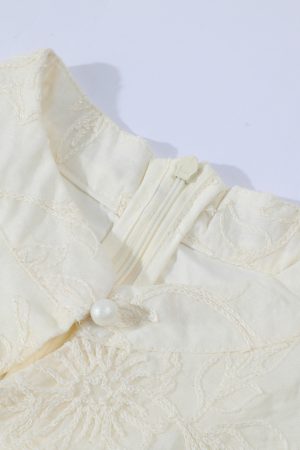 Elegant Women's Irregular Qipao Dress with Heavy Embroidery, National Style, Faux Two-Piece Design for a Sophisticated Look