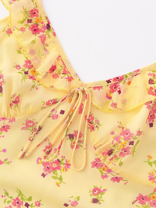 Elegant Yellow Floral Slip Dress for Women - 2025 Summer Style, Long Design for Chic 90s Vintage Vibes Elegant Yellow Floral Slip Dress for Women - 2025 Summer Style, Long Design for Chic 90s Vintage Vibes