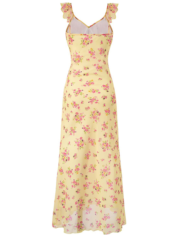 Elegant Yellow Floral Slip Dress for Women - 2025 Summer Style, Long Design for Chic 90s Vintage Vibes Elegant Yellow Floral Slip Dress for Women - 2025 Summer Style, Long Design for Chic 90s Vintage Vibes