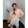 Embroidered Chinese Style Lace T-Shirt for Women, Short Sleeve Plus Size Top, Summer 2025 Fashion, Bohemian & National Wind Design
