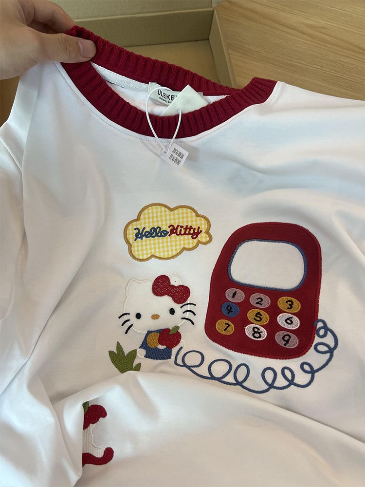 Embroidered Color-Block Short-Sleeve T-Shirt for Women - Stylish Summer 2025 Pure Cotton Casual Top Embroidered Color-Block Short-Sleeve T-Shirt for Women - Stylish Summer 2025 Pure Cotton Casual Top