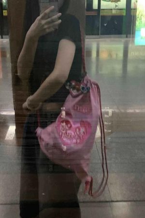 Embroidered Drawstring Backpack - Flying Girl Powerpuff Girls Naixue Style, Large Capacity, Trendy Commuter Bag, 2025 Fashion