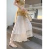 Embroidered Lace Patchwork Wide-Leg Pants with Elastic Waist for Women in Fresh Japanese Style, Cotton-Linen Blend