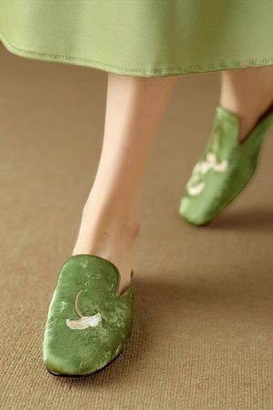 Embroidered National Style Open-Toe Half Slippers for Women - High-End Outdoor Flat Sandals, Italian Corso Venezia Inspired