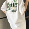Embroidered White Magnolia Floral Short Sleeve T-Shirt for Women, Summer 2023 High-End Couples Top, Trendy Fashion Statement