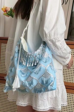 Ethnic Han Element Crossbody Bag - Large Capacity Miaojiang Hanfu Shoulder Tote for Daily Style 2025