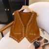 Ethnic Style Brown Suede Vest with Totem Embroidery - Layered Tank Top Jacket for Vacation and Boho Fashion