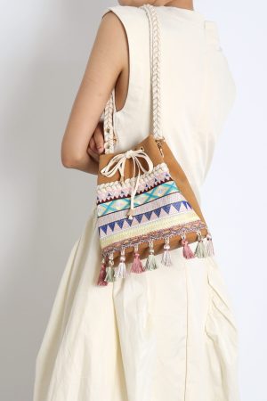 Ethnic Style Bucket Bag - Versatile Crossbody for Travel, Yunnan & Tibet Inspired, Cute Vacation Accessory