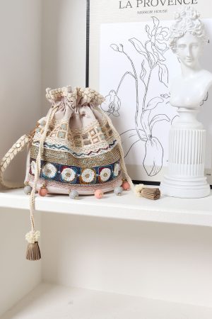Ethnic Style Bucket Bag - Versatile Crossbody for Travel, Yunnan & Tibet Inspired, Cute Vacation Accessory