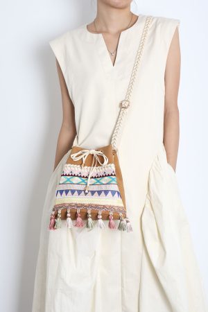 Ethnic Style Bucket Bag - Versatile Crossbody for Travel, Yunnan & Tibet Inspired, Cute Vacation Accessory