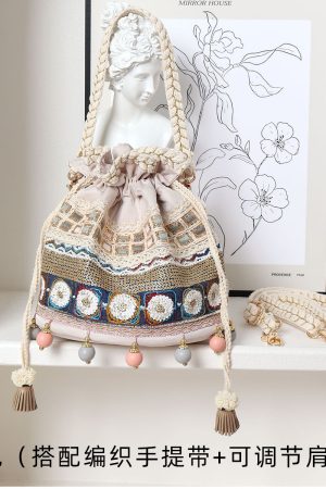 Ethnic Style Bucket Bag - Versatile Crossbody for Travel, Yunnan & Tibet Inspired, Cute Vacation Accessory