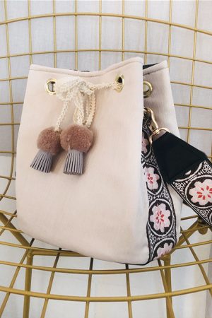 Ethnic Style Embroidered Velvet Bucket Bag for Women - Trendy Crossbody Handbag for Autumn/Winter 2024 Fashion