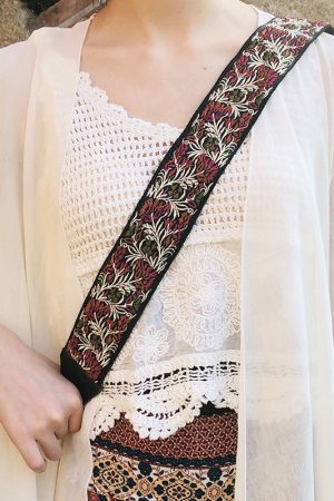 Ethnic Style Embroidered Wide Strap Bag Accessory - Adjustable Shoulder and Crossbody Strap for Versatile Use